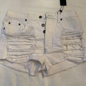 Carmar Denim: Ripped Jean Shorts White
